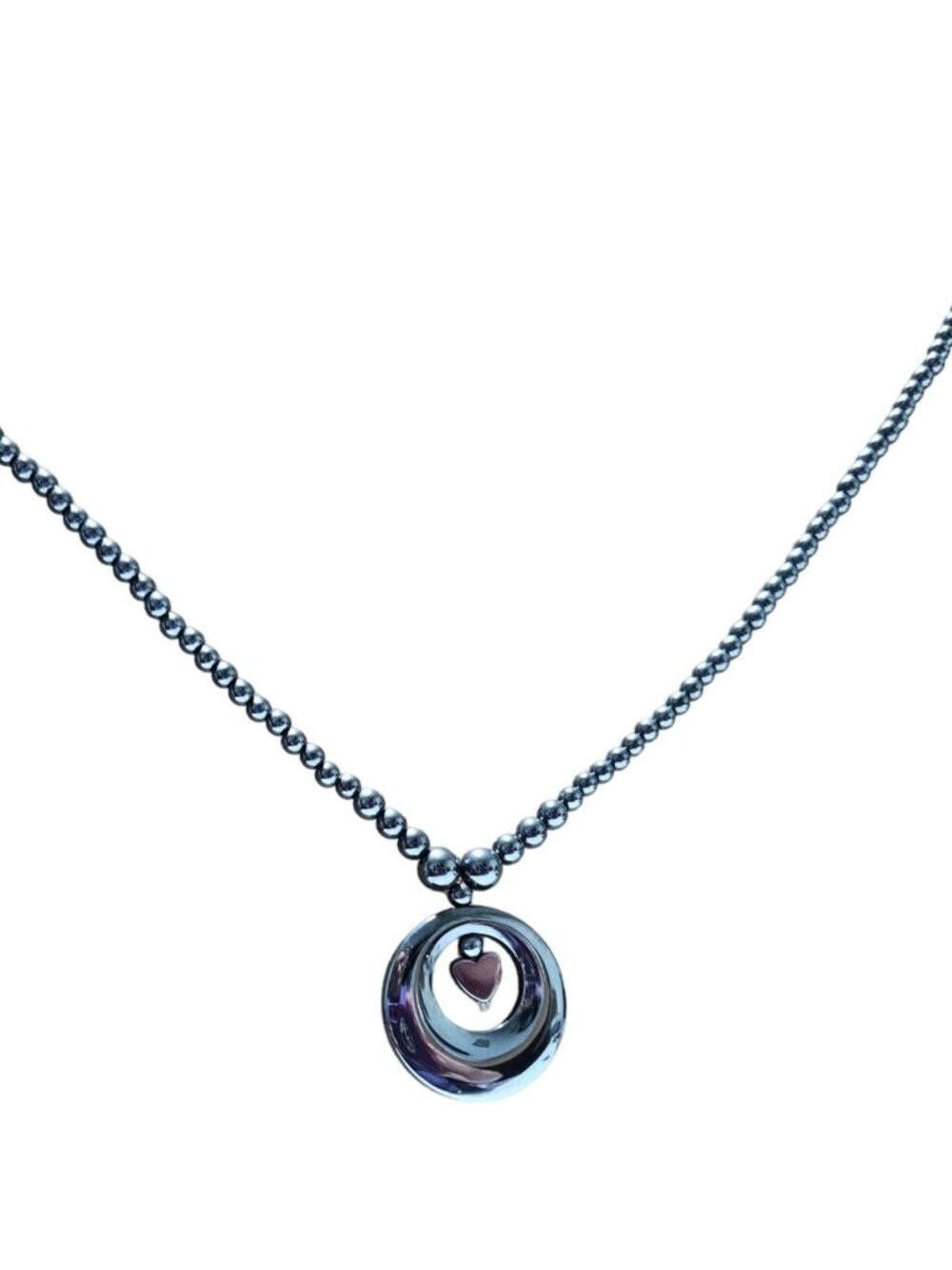 Modern Pendant Beaded Necklace Black Circle Heart Minimalist Fashion Jewelry